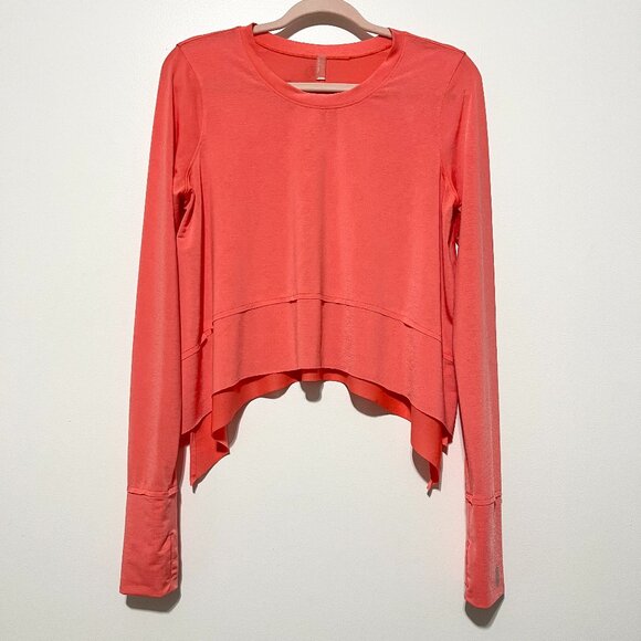 Free People Womens Breezy Tempo Long Sleeve Top M Pink Workout Gym Boho Athletic - Picture 1 of 10